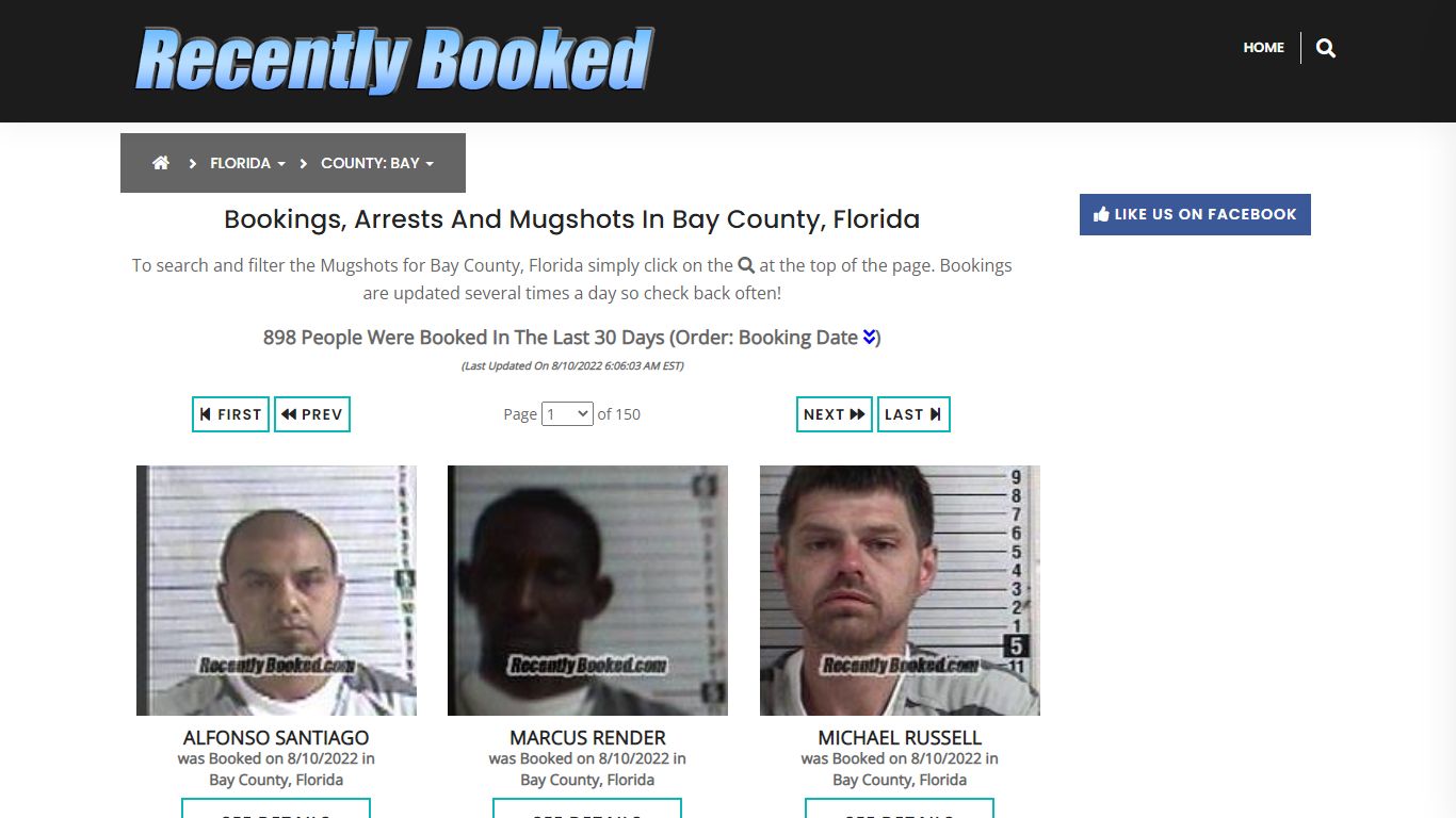 Recent bookings, Arrests, Mugshots in Bay County, Florida